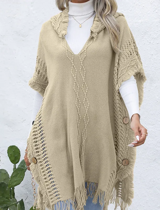 Women's Pullover Casual Solid Color Ribbed V Neck Patchwork Tassel Sleeveless Sleeveless Long Tops Knit Outdoor Date Black Green Spring Fall