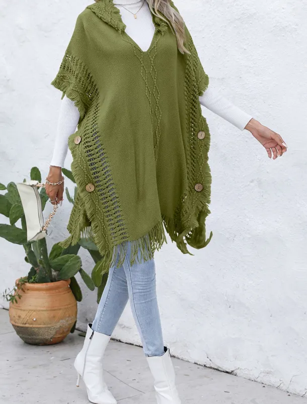 Women's Pullover Casual Solid Color Ribbed V Neck Patchwork Tassel Sleeveless Sleeveless Long Tops Knit Outdoor Date Black Green Spring Fall