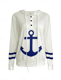 Women's Pullover Hoodie Sweatshirt Graphic Casual Long Sleeve Hooded Regular Tops Street Dailywear White Fall Winter