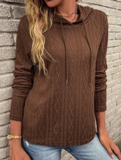 Women's Pullover Hoodie Sweatshirt Plain Casual Long Sleeve Hooded Regular Tops Street Dailywear Black Wine Brown Gray Fall Winter