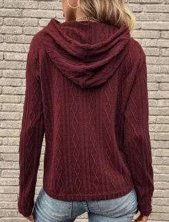 Women's Pullover Hoodie Sweatshirt Plain Casual Long Sleeve Hooded Regular Tops Street Dailywear Black Wine Brown Gray Fall Winter