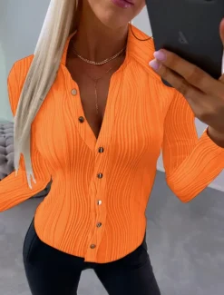 Women's Pullover Sweater Jumper Cardigan Sweater Casual Solid Color Cable V Neck Buttons Long Sleeve Knit Daily Black White Fall