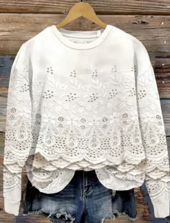 Women's Pullover Sweatshirt Floral Casual Long Sleeve Crew Neck Regular Tops Home Street Dailywear Print Pink Beige Light Blue Summer Spring Fall Winter