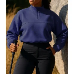 Women's Pullover Sweatshirt Hiking Jacket Sport Jacket Outdoor Warm Hiking Outfits Hiking Clothes Autumn / Fall Jacket Tennis Golf Running Solid Color Navy Pink Light Grey