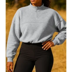 Women's Pullover Sweatshirt Hiking Jacket Sport Jacket Outdoor Warm Hiking Outfits Hiking Clothes Autumn / Fall Jacket Tennis Golf Running Solid Color Navy Pink Light Grey