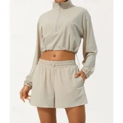 Women's Pullover Sweatshirt Hiking Jacket Sport Jacket Outdoor Sun Protection Breathable Quick Dry Hiking Outfits Hiking Clothes Autumn / Fall Jacket Tennis Golf Running Solid Color Black Cream Purple