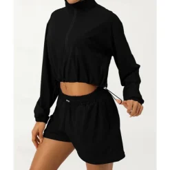 Women's Pullover Sweatshirt Hiking Jacket Sport Jacket Outdoor Sun Protection Breathable Quick Dry Hiking Outfits Hiking Clothes Autumn / Fall Jacket Tennis Golf Running Solid Color Black Cream Purple