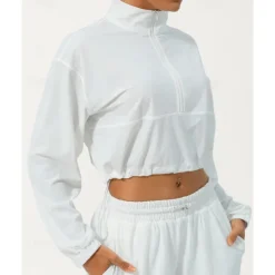 Women's Pullover Sweatshirt Hiking Jacket Sport Jacket Outdoor Sun Protection Breathable Quick Dry Hiking Outfits Hiking Clothes Autumn / Fall Jacket Tennis Golf Running Solid Color Black Cream Purple