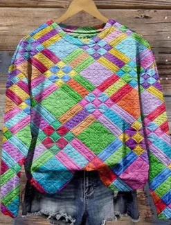 Women's Pullover Sweatshirt Floral Graphic Geometric Casual Long Sleeve Crew Neck Regular Tops Home Street Dailywear Print Yellow Blue Purple Orange Brown Summer Spring Fall Winter