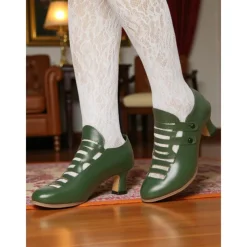 Women's Purple Edwardian Cage Strap Heels – Vintage 1900s-Inspired Faux Leather Kitten Heel Dress Shoes, Retro Costume Footwear for Historical Reenactment, Theater, and Gothic Lolita Style