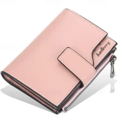 Women's Purple Faux Leather Bifold Wallet – Stylish Zipper Coin Purse with Card Holder for Daily Use and Gifts