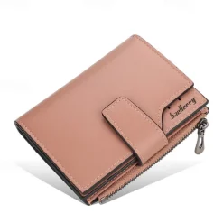 Women's Purple Faux Leather Bifold Wallet – Stylish Zipper Coin Purse with Card Holder for Daily Use and Gifts