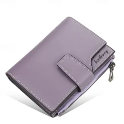 Women's Purple Faux Leather Bifold Wallet – Stylish Zipper Coin Purse with Card Holder for Daily Use and Gifts