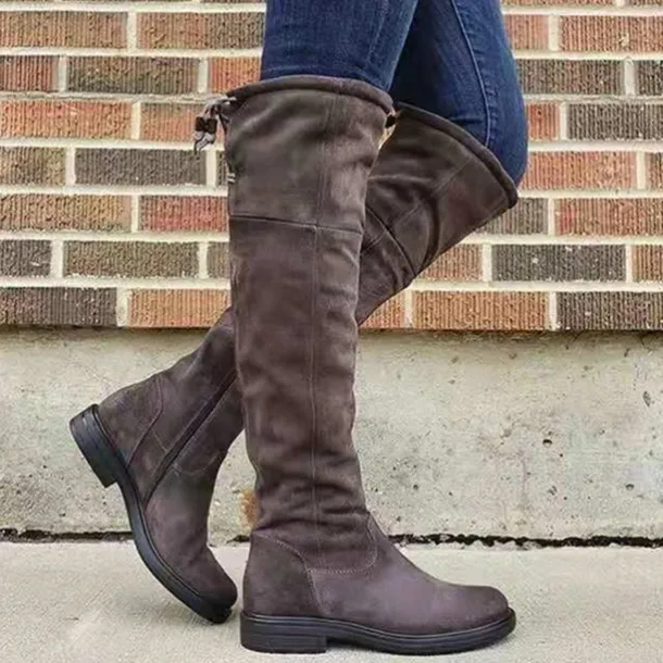 Women's Purple Over-the-Knee Suede Boots with Flat Heel - Stylish and Comfortable for Winter Casual Wear