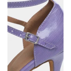 Women's Purple Strappy Latin Dance Shoes - Open-Toe High Heel Sandals for Salsa, Tango, and Ballroom Performances