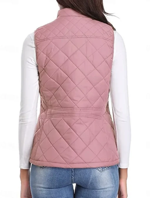 Women's Quilted Vest Crop Sleeveless Winter Coat Lightweight Puffer Gilet Warm Windproof Outerwear with Pockets Zip up Fall Street Casual Jacket Light Blue claret Sea Blue