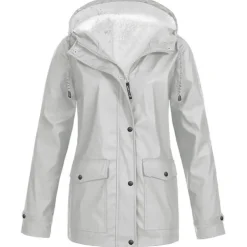 Women's Rain Jacket Raincoat Hiking Fleece Jacket Winter Outdoor Warm Waterproof Windproof Fleece Hooded Parka Outerwear Windbreaker Trench Coat Top Full Zip Skiing Fishing Casual