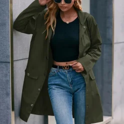 Women's Rain Jacket Waterproof Hiking Jacket Raincoat Windbreaker Winter Outdoor Quick Dry Lightweight Breathable Outerwear Hoodie Parka Trench Coat Camping Hunting Fishing Navy Green Dark