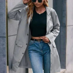 Women's Rain Jacket Waterproof Hiking Jacket Raincoat Windbreaker Winter Outdoor Quick Dry Lightweight Breathable Outerwear Hoodie Parka Trench Coat Camping Hunting Fishing Navy Green Dark