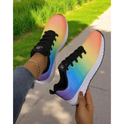 Women's Rainbow Gradient Running Shoes, Lightweight Breathable Sneakers for Sports, Jogging and Outdoor Activities