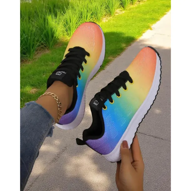 Women's Rainbow Gradient Running Shoes, Lightweight Breathable Sneakers for Sports, Jogging and Outdoor Activities