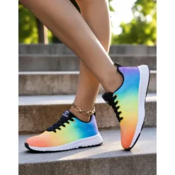 Women's Rainbow Gradient Running Shoes, Lightweight Breathable Sneakers for Sports, Jogging and Outdoor Activities