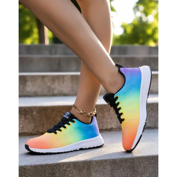 Women's Rainbow Gradient Running Shoes, Lightweight Breathable Sneakers for Sports, Jogging and Outdoor Activities
