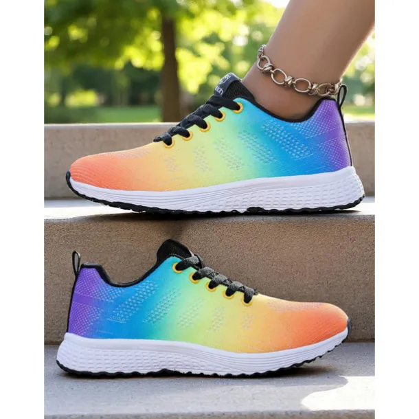 Women's Rainbow Gradient Running Shoes, Lightweight Breathable Sneakers for Sports, Jogging and Outdoor Activities