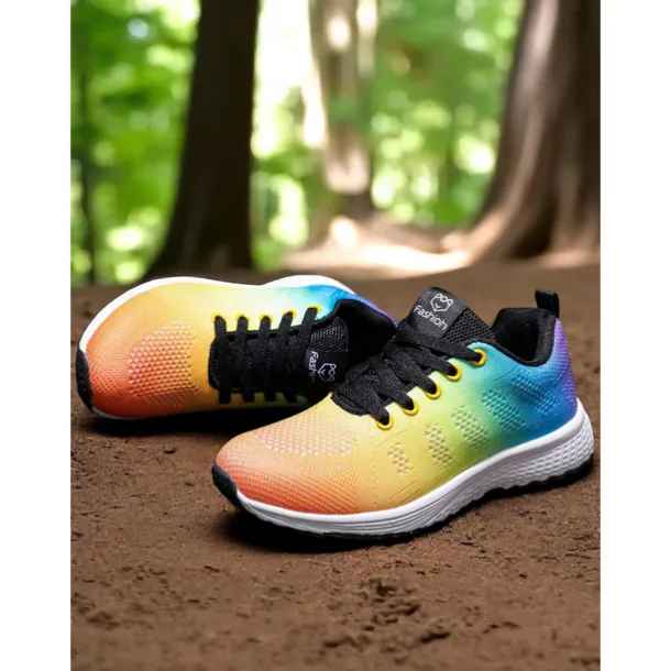 Women's Rainbow Gradient Running Shoes, Lightweight Breathable Sneakers for Sports, Jogging and Outdoor Activities