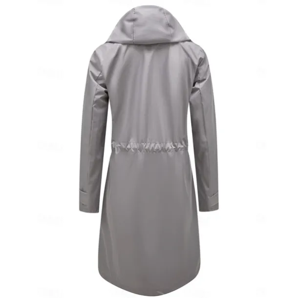 Women's Raincoat Waterproof Rain Jacket Mid-Length Windproof Trench Coat Sport Outdoor Hiking Hooded Jacket with Pockets Casual Jacket Long Sleeve Drawstring Winter Coat Warm Black Yellow