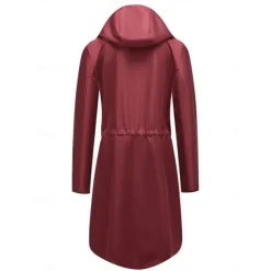Women's Raincoat Waterproof Rain Jacket Mid-Length Windproof Trench Coat Sport Outdoor Hiking Hooded Jacket with Pockets Casual Jacket Long Sleeve Drawstring Winter Coat Warm Black Yellow