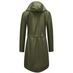 Women's Raincoat Waterproof Rain Jacket Mid-Length Windproof Trench Coat Sport Outdoor Hiking Hooded Jacket with Pockets Casual Jacket Long Sleeve Drawstring Winter Coat Warm Black Yellow