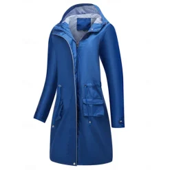 Women's Raincoat Waterproof Rain Jacket Mid-Length Windproof Trench Coat Sport Outdoor Hiking Hooded Jacket with Pockets Casual Jacket Long Sleeve Drawstring Winter Coat Warm Black Yellow