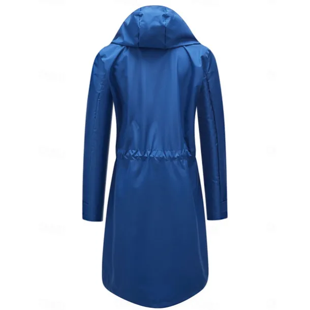 Women's Raincoat Waterproof Rain Jacket Mid-Length Windproof Trench Coat Sport Outdoor Hiking Hooded Jacket with Pockets Casual Jacket Long Sleeve Drawstring Winter Coat Warm Black Yellow