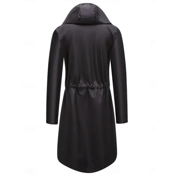 Women's Raincoat Waterproof Rain Jacket Mid-Length Windproof Trench Coat Sport Outdoor Hiking Hooded Jacket with Pockets Casual Jacket Long Sleeve Drawstring Winter Coat Warm Black Yellow