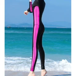 Women's Rash Guard Dive Skin Suit UV Sun Protection UPF50+ Breathable Full Body Swimwear Swimsuit Front Zip Swimming Diving Surfing Snorkeling Patchwork Autumn / Fall Spring Summer / Stretchy