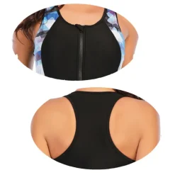 Women's Rash Guard One Piece Swimsuit UV Sun Protection Breathable Quick Dry Sleeveless Bodysuit Bathing Suit Front Zip Boyleg Knee Length Swimming Surfing Beach Water Sports Patchwork Summer