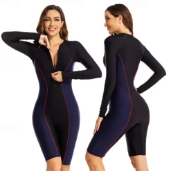 Women's Rash Guard One Piece Swimsuit UV Sun Protection UPF50+ Lightweight Long Sleeve Spandex Bodysuit Bathing Suit Front Zip Swimming Surfing Beach Water Sports Patchwork Summer Spring Autumn