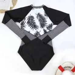 Women's Rash Guard One Piece Swimsuit UV Sun Protection UPF50+ Lightweight Long Sleeve Spandex Bodysuit Bathing Suit Front Zip Swimming Surfing Beach Water Sports Floral Tropical Summer Spring Autumn