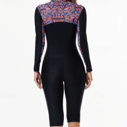Women's Rash Guard One Piece Swimsuit UV Sun Protection UPF50+ Lightweight Long Sleeve Spandex Bodysuit Bathing Suit Front Zip Swimming Surfing Beach Water Sports Printed Summer Spring Autumn