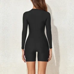 Women's Rash Guard One Piece Swimsuit Lightweight Long Sleeve Bodysuit Bathing Suit Front Zip Swimming Surfing Beach Water Sports Patchwork Summer Spring Autumn