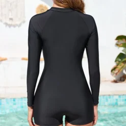 Women's Rash Guard One Piece Swimsuit Lightweight Long Sleeve Bodysuit Bathing Suit Front Zip Swimming Surfing Beach Water Sports Floral Printed Summer Spring Autumn