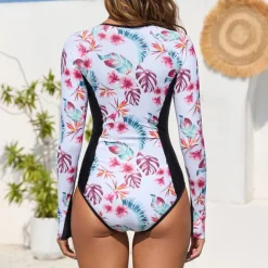 Women's Rash Guard One Piece Swimsuit Lightweight Sleeveless Bodysuit Bathing Suit Front Zip Swimming Surfing Beach Water Sports Printed Summer Spring Autumn