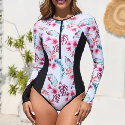 Women's Rash Guard One Piece Swimsuit Lightweight Long Sleeve Bodysuit Bathing Suit Swimming Surfing Beach Water Sports Printed Summer Spring Autumn