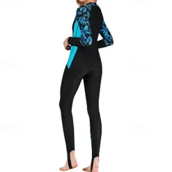 Women's Rash Guard One Piece Swimsuit Lightweight Long Sleeve Bodysuit Bathing Suit Front Zip Swimming Surfing Beach Water Sports Floral Printed Summer Spring Autumn
