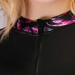 Women's Rash Guard One Piece Swimsuit Lightweight Long Sleeve Bodysuit Bathing Suit Front Zip Swimming Surfing Beach Water Sports Floral Printed Summer Spring Autumn