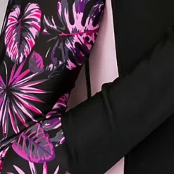 Women's Rash Guard One Piece Swimsuit Lightweight Long Sleeve Bodysuit Bathing Suit Front Zip Swimming Surfing Beach Water Sports Floral Printed Summer Spring Autumn