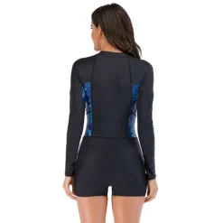Women's Rash guard Swimsuit UV Sun Protection UPF50+ Breathable Long Sleeve Spandex Bodysuit Bathing Suit Front Zip Boyleg Swimming Surfing Beach Water Sports Spring Summer / Quick Dry / Lightweight