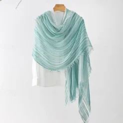 Women's Rectangle Scarf Street Daily Date Blue Pink Scarf Stripe
