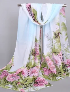 Women's Rectangle Scarf Street Daily Date Grey Yellow Scarf Floral